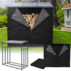 Kaminholzregal mit Abdeckung 187,5x70x185 cm Anthrazit aus Stahl ML-Design-ECD Germany Sale