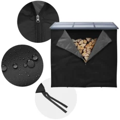 Kaminholzregal mit Abdeckung 187,5x70x185 cm Anthrazit aus Stahl ML-Design-ECD Germany Sale