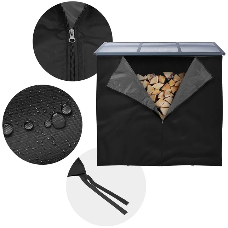 Kaminholzregal mit Abdeckung 187,5x70x185 cm Anthrazit aus Stahl ML-Design-ECD Germany Sale