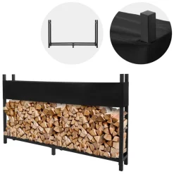 Kaminholzregal mit Abdeckung 200x25x115 cm Anthrazit aus Stahl ML-Design-ECD Germany Discount