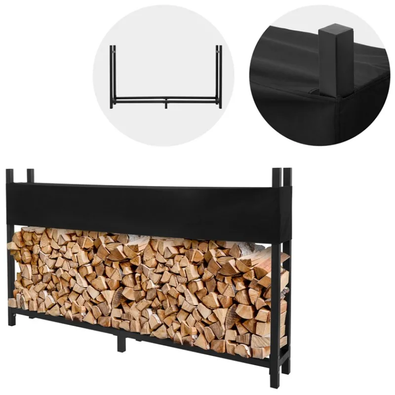 Kaminholzregal mit Abdeckung 200x25x115 cm Anthrazit aus Stahl ML-Design-ECD Germany Discount