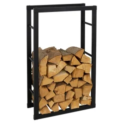 Kaminholzregal 60x100x25 cm Schwarz aus Metall ML-Design-ECD Germany Clearance