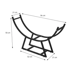 Kaminholzregal 55x21x94 cm Schwarz aus Metall ML-Design-ECD Germany Discount