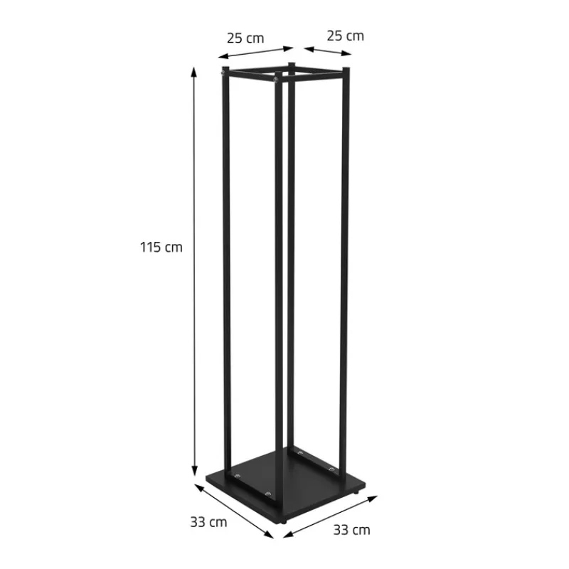 Kaminholzregal 33x33x115 cm Schwarz aus Metall ML-Design-ECD Germany New