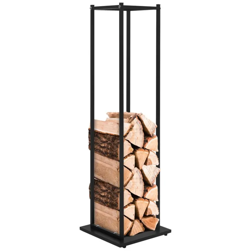 Kaminholzregal 33x33x115 cm Schwarz aus Metall ML-Design-ECD Germany New