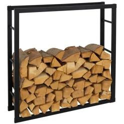 Kaminholzregal 100x25x100 cm Schwarz aus Metall ML-Design-ECD Germany