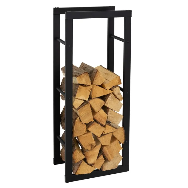 Kaminholzregal 40x100x25 cm Schwarz aus Metall ML-Design-ECD Germany Discount