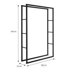 Kaminholzregal 100x25x150 cm Schwarz aus Metall ML-Design-ECD Germany Hot