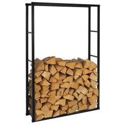 Kaminholzregal 100x25x150 cm Schwarz aus Metall ML-Design-ECD Germany Hot