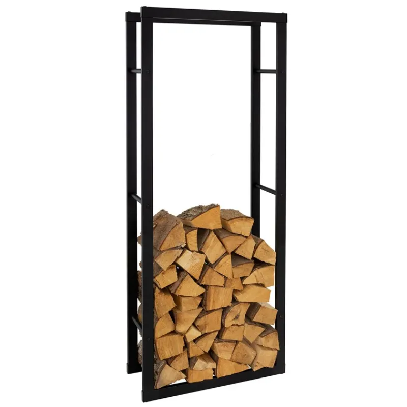 Kaminholzregal 60x25x150 cm Schwarz aus Metall ML-Design-ECD Germany Best