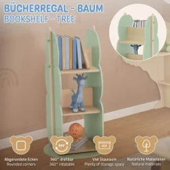 Kinder Bücherregal Baum-Form Grün/Natur mit 5 Regale Joyz-ECD Germany Best