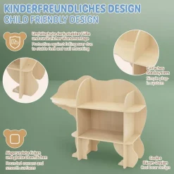 Kinder Bücherregal Bär-Design Natur mit offenen Regalen Joyz-ECD Germany Best