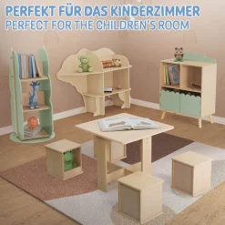 Kinder Bücherregal Bär-Design Natur mit offenen Regalen Joyz-ECD Germany Best