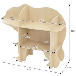 Kinder Bücherregal Bär-Design Natur mit offenen Regalen Joyz-ECD Germany Best