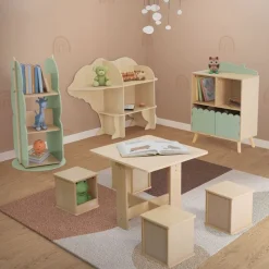 Kinder Bücherregal Bär-Design Natur mit offenen Regalen Joyz-ECD Germany Best