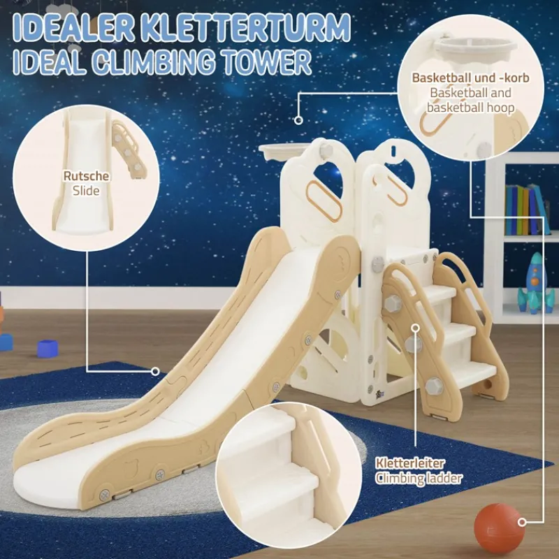 Kinder Spielturm 3in1 Indoor ab 3 Jahren mit Rutsche, Basketballkorb und Kletterwand JOYZ-ECD Germany Best