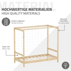 Kinderbett Fußballtor 80x160 cm Natur Einzelbett für Kinder Holzbett mit Lattenrost & Tornetz Handballtor ML-Design-ECD Germany New