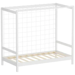 Kinderbett Fußballtor 80x160 cm Weiß Einzelbett für Kinder Holzbett mit Lattenrost & Tornetz Handballtor ML-Design-ECD Germany Online