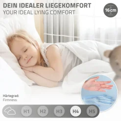 Kinderbett Fußballtor 90x200 cm Natur aus Kiefernholz mit Matratze H-16cm Handballtor mit Lattenrost & Tornetz ML-Design-ECD Germany Hot