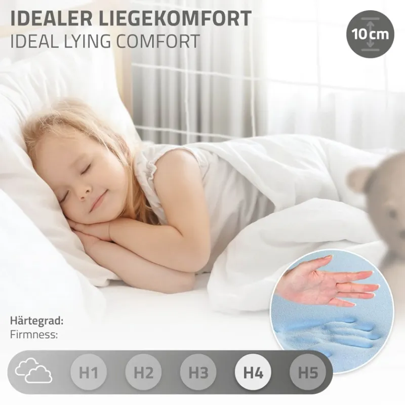 Kinderbett Fußballtor 90x200 cm aus Kiefernholz mit Matratze H:10cm Handballtor mit Lattenrost Kletterleiter & Tornetz ML-Design-ECD Germany Sale