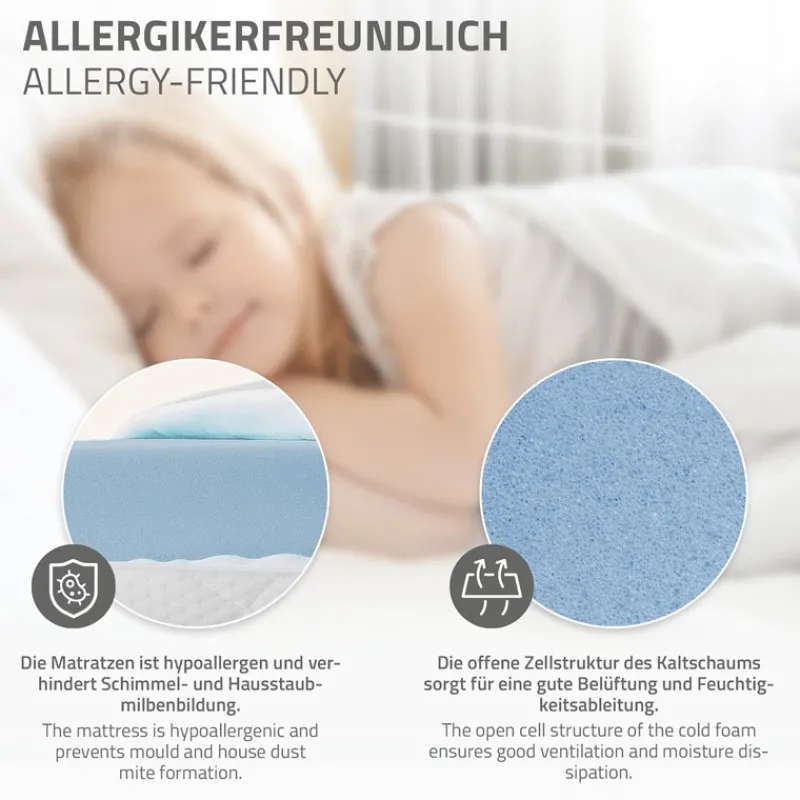 Kinderbett Fußballtor 70x140 cm Natur aus Kiefernholz mit Matratze H-10cm Handballtor mit Lattenrost & Tornetz ML-Design-ECD Germany Clearance