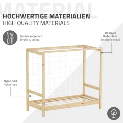 Kinderbett Fußballtor 70x140 cm Natur aus Kiefernholz mit Matratze H-10cm Handballtor mit Lattenrost & Tornetz ML-Design-ECD Germany Clearance