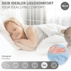 Kinderbett Fußballtor 90x200 cm Weiß aus Kiefernholz mit Matratze H-16cm Handballtor mit Lattenrost & Tornetz ML-Design-ECD Germany Best