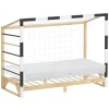 Kinderbett Fußballtor 90x200 cm aus Kiefernholz mit Matratze H:16cm Handballtor mit Lattenrost Kletterleiter & Tornetz ML-Design-ECD Germany Outlet
