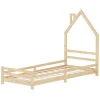 Kinderbett Haus 90x200 cm Natur Hausbett für Kinder Holzbett mit Lattenrost Schornstein Design ML-Design-ECD Germany Outlet