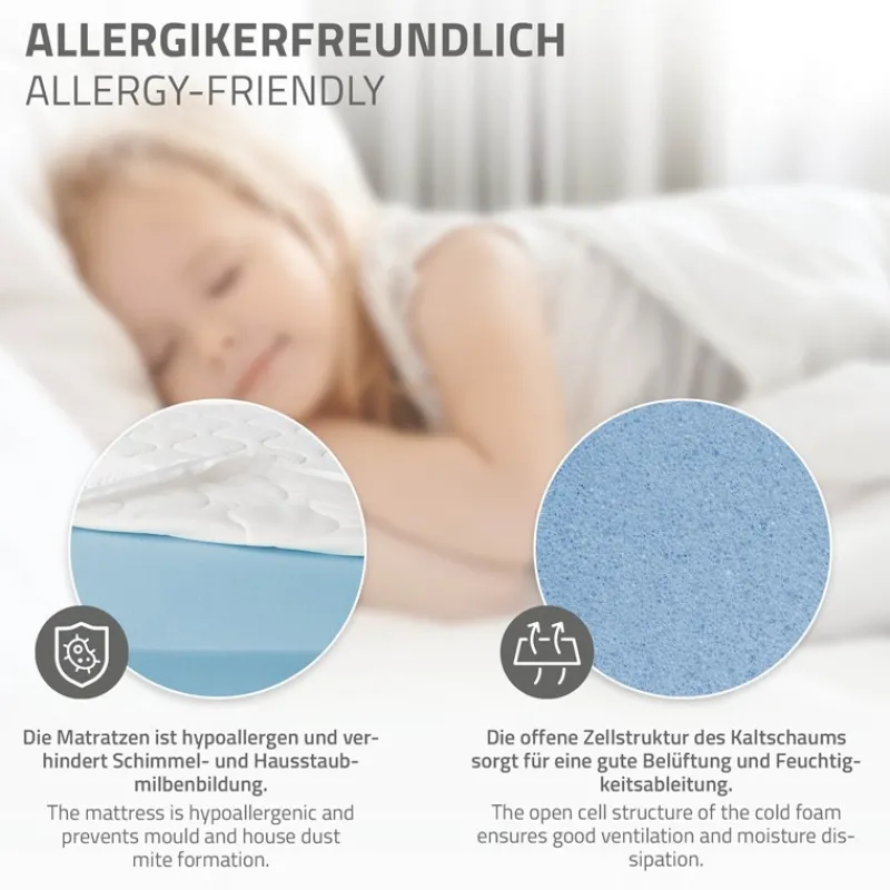 Kinderbett Haus 90x200 cm Weiß mit Matratze H:16cm Holzbett für Kinder mit Lattenrost Schornstein Design ML-Design-ECD Germany Outlet