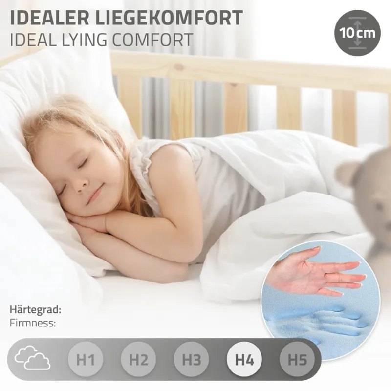 Kinderbett Hausbett 80x160 cm aus Kiefernholz inkl. Matratze H-10cm Rausfallschutz Dach und Lattenrost ML-Design-ECD Germany Outlet