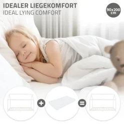 Kinderbett Hausbett 90x200 cm Weiß aus Kiefernholz Holzbett mit Dach und Lattenrost ML-Design-ECD Germany