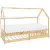 Kinderbett Hausbett 90x200 cm aus Kiefernholz inkl. Matratze H-10cm Rausfallschutz Dach und Lattenrost ML-Design-ECD Germany Clearance