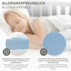 Kinderbett Hausbett 90x200 cm Hellgrau aus Kiefernholz inkl. Matratze H-10cm Rausfallschutz Dach und Lattenrost ML-Design-ECD Germany Best