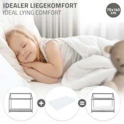 Kinderbett Hausbett 70x140 cm Hellgrau aus Kiefernholz Holzbett mit Dach und Lattenrost ML-Design-ECD Germany New