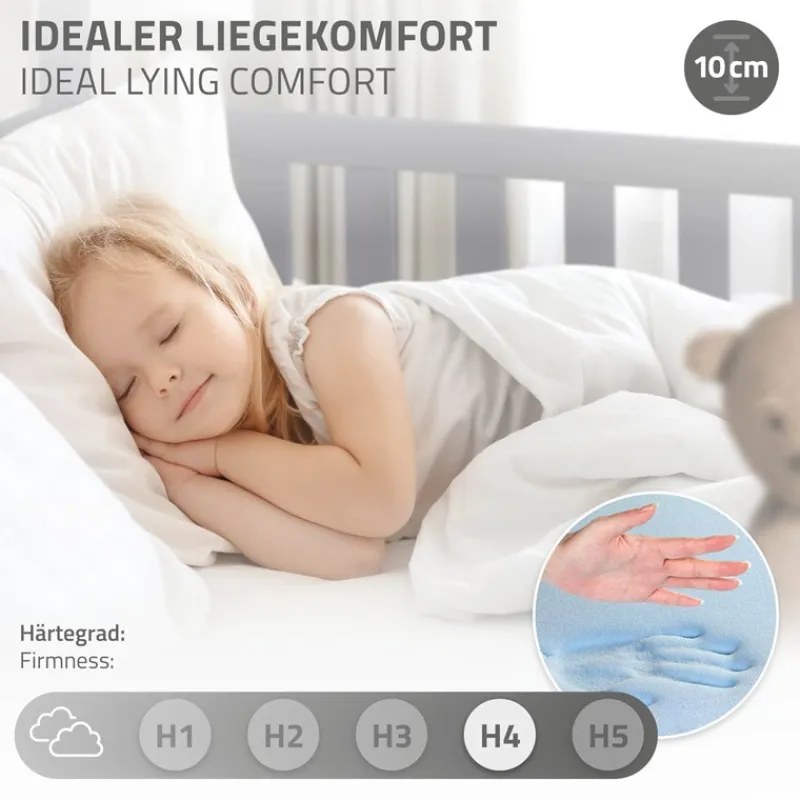 Kinderbett Hausbett 70x140 cm Hellgrau aus Kiefernholz inkl. Matratze H-10cm Rausfallschutz Dach und Lattenrost ML-Design-ECD Germany Sale