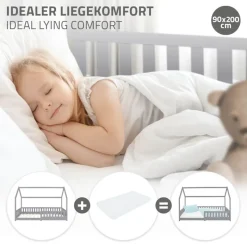 Kinderbett Hausbett 90x200 cm Hellgrau aus Kiefernholz mit Rausfallschutz Dach und Lattenrost Holzbett ML-Design-ECD Germany Online