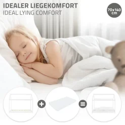 Kinderbett Hausbett 70x140 cm Weiß aus Kiefernholz Holzbett mit Dach und Lattenrost ML-Design-ECD Germany Best