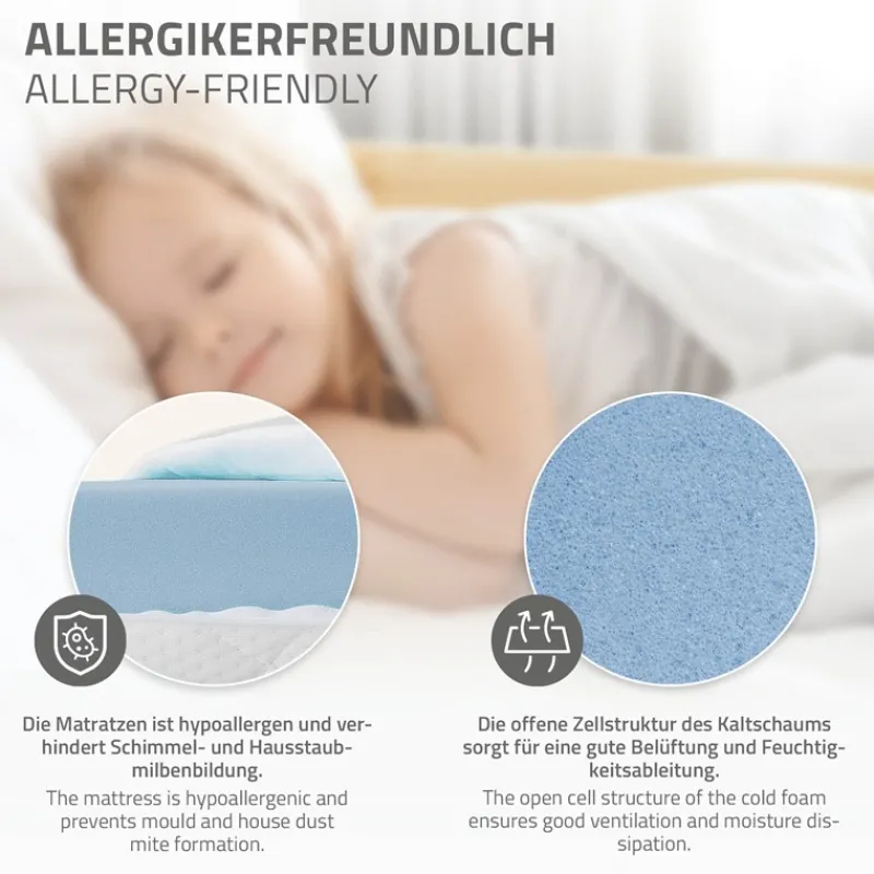 Kinderbett Tipi 70x140 cm aus Kiefernholz inkl. Matratze H-10cm Rausfallschutz und Lattenrost ML-Design-ECD Germany Hot