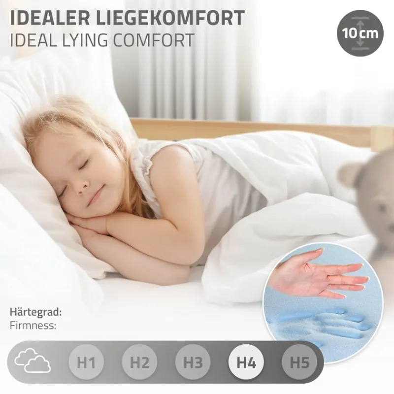 Kinderbett Tipi 90x200 cm aus Kiefernholz inkl. Matratze H-10cm Rausfallschutz und Lattenrost ML-Design-ECD Germany Online