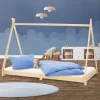 Kinderbett Tipi 90x200 cm aus Kiefernholz Holzbett mit Lattenrost ML-Design-ECD Germany