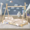 Kinderbett Tipi 70x140 cm aus Kiefernholz Holzbett mit Lattenrost ML-Design-ECD Germany Best