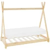 Kinderbett Tipi 70x140 cm aus Kiefernholz inkl. Matratze H-10cm Holzbett mit Lattenrost ML-Design-ECD Germany Hot