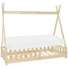 Kinderbett Tipi 80x160 cm aus Kiefernholz inkl. Matratze H-10cm Rausfallschutz und Lattenrost ML-Design-ECD Germany Online