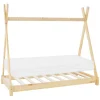 Kinderbett Tipi 80x160 cm aus Kiefernholz inkl. Matratze H-10cm Holzbett mit Lattenrost ML-Design-ECD Germany Best