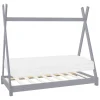 Kinderbett Tipi 80x160 cm Hellgrau aus Kiefernholz inkl. Matratze H-10cm Holzbett mit Lattenrost ML-Design-ECD Germany Outlet