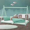 Kinderbett Tipi 90x200 cm Minze aus Kiefernholz Holzbett mit Lattenrost ML-Design-ECD Germany