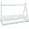 Kinderbett Tipi 90x200 cm Minze aus Kiefernholz inkl. Matratze H-16cm Holzbett mit Lattenrost ML-Design-ECD Germany New