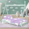 Kinderbett Tipi 80x160 cm Minze aus Kiefernholz Holzbett mit Lattenrost ML-Design-ECD Germany Online