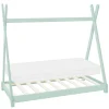 Kinderbett Tipi 70x140 cm Minze aus Kiefernholz inkl. Matratze H-10cm Holzbett mit Lattenrost ML-Design-ECD Germany Sale